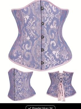 Powder purple Underbust Corset with Pink Trim